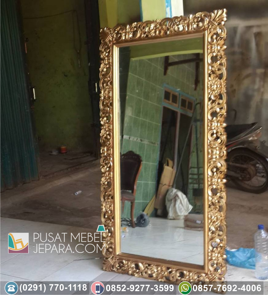 Bingkai Frame Pigura Cermin Ukir Minimalis Cirebon Terbaru Duco Putih